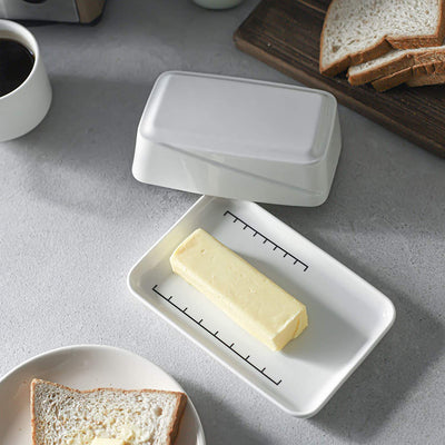 Ceramic Covered Butter Dish with Lid - White.