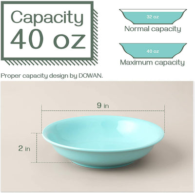 Ceramic Pasta Salad Serving Dinner Bowl Set of 4 - 40 Oz Turquoise.