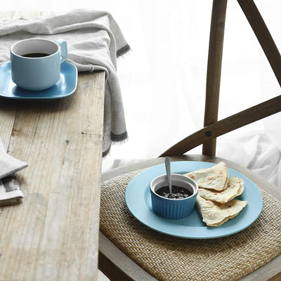 Ceramic Dinner Salad Pasta Serving Plates Set of 6 - 10 Inches Airy Blue.