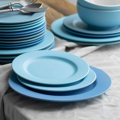 Ceramic Salad Dinner Serving Plates Set of 6 - 8 Inches Airy Blue.