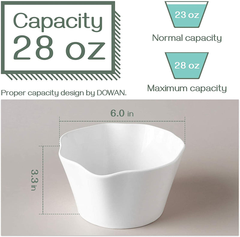 Ceramic Cereal Soup Serving Snack Rice Salad Bowls - 28 Oz White.