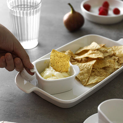 Ceramic Ramekin Bowls with Handle Set of 6 - White.