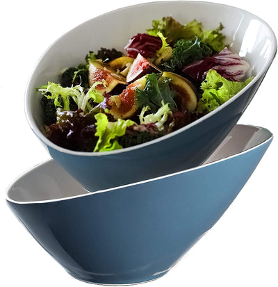 Ceramic Pasta Salad Serving Bowls Set of 2 - 26 Oz Airy Blue.