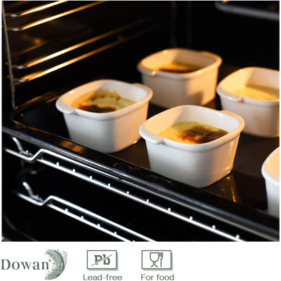 Ceramic Ramekin Bowls with Handle Ramekins Set of 6, 8 Oz White.