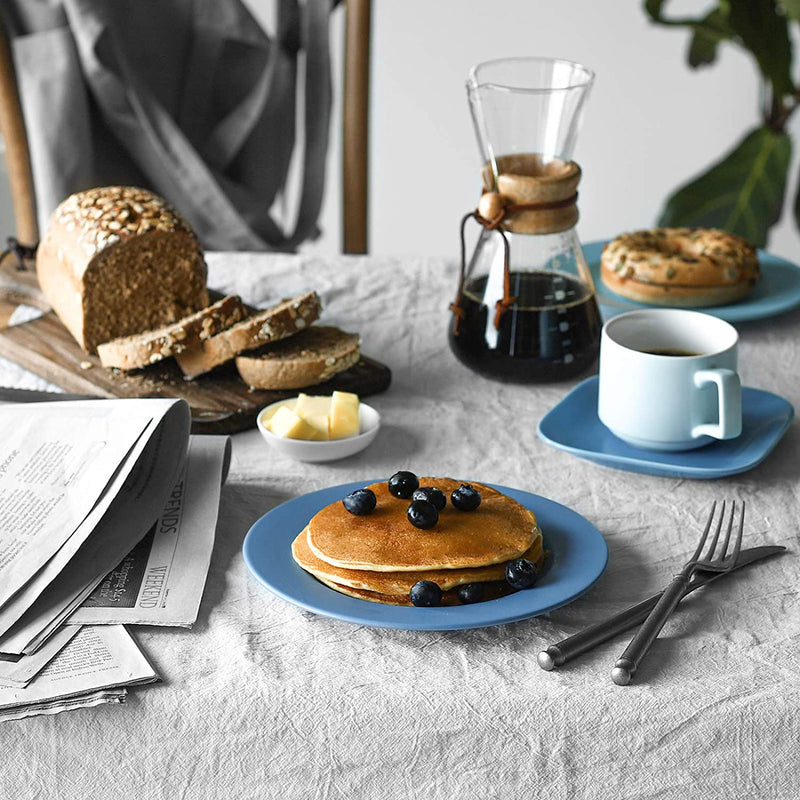 Ceramic Salad Dinner Serving Plates Set of 6 - 8 Inches Airy Blue.