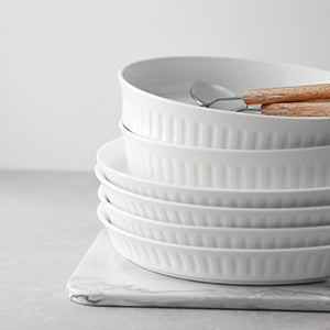 Ceramic Pie Pan Set of 4 - 10 Inches White Pure Collection.