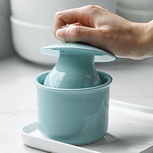 Ceramic Butter  Keeper Crock - Turquoise.