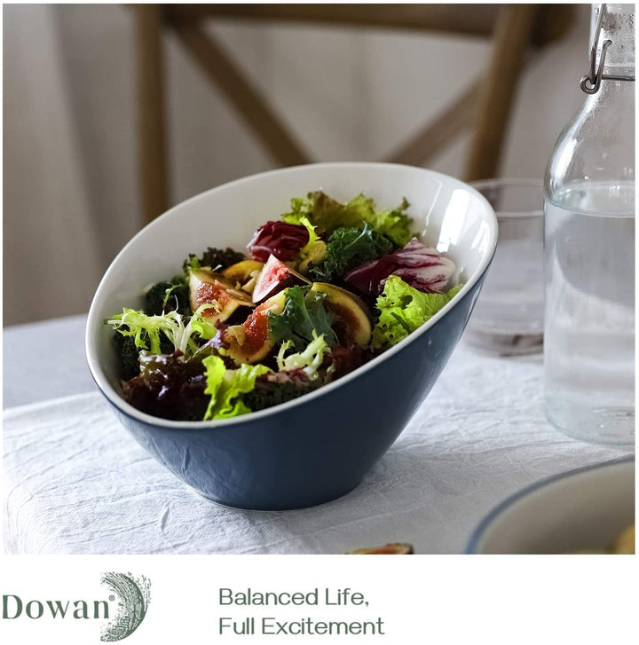 Ceramic Angled Serving Salad Bowls Set of 2 - 26 Oz.