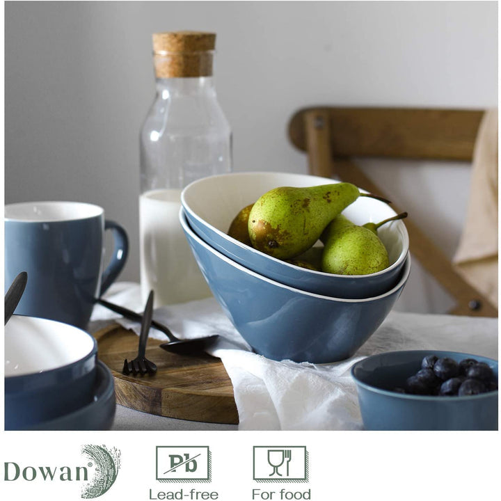 Ceramic Angled Serving Salad Bowls Set of 2 - 26 Oz.