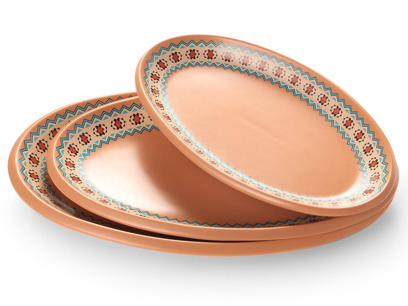 Ceramic American Bohemian Oval Serving Platters Plates Set of 3 - 16/14/12 Inches.