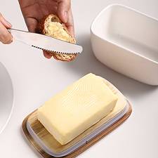 Ceramic Butter Dish with Lid and Cover - Large White.