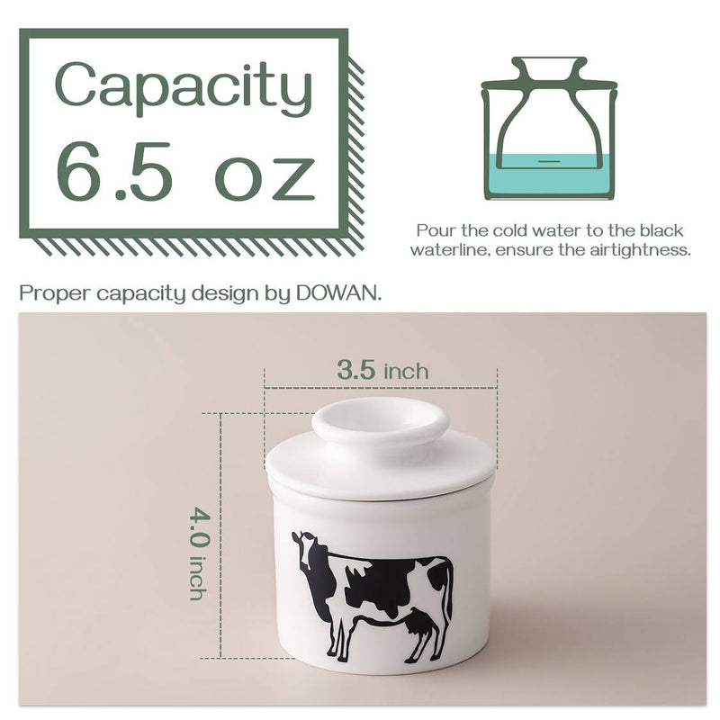 Ceramic French Cow Butter  Keeper Crock - White.