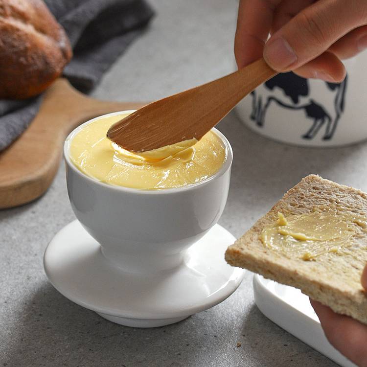 Ceramic French Cow Butter  Keeper Crock - White.