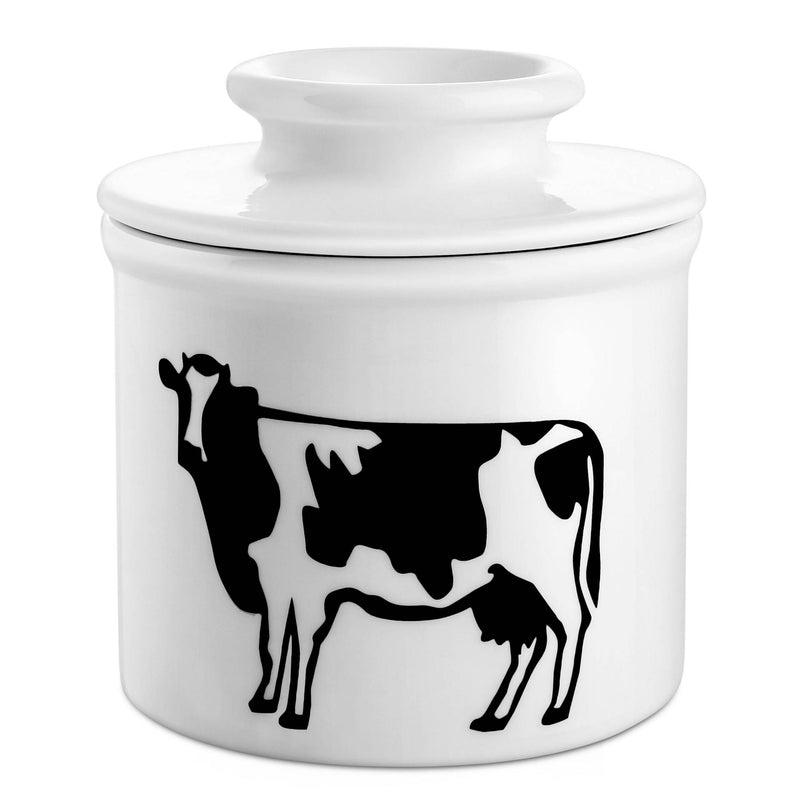 Ceramic French Cow Butter  Keeper Crock - White.