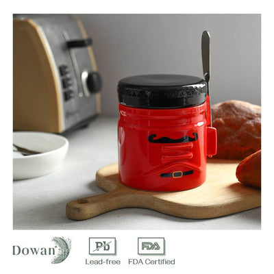 Ceramic Butter  Keeper Crock with Lid and Knife - Red.