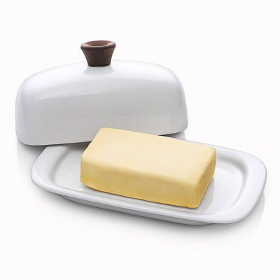 Ceramic Butter Dish with Lid - White.