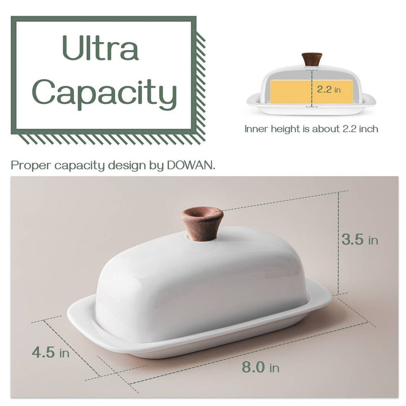 Ceramic Butter Dish with Lid - White.