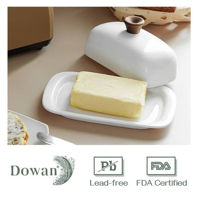 Ceramic Butter Dish with Lid - White.