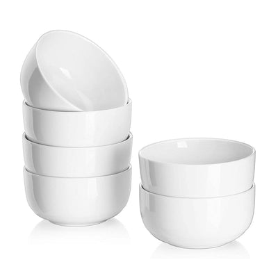 Ceramic Bowls Set of 6 - 22 Oz White.