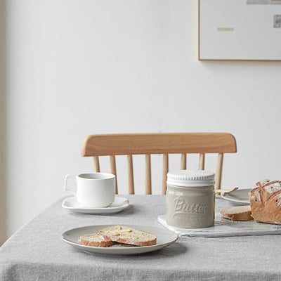 Ceramic French Butter  Keeper Crock with Lid - Grey.