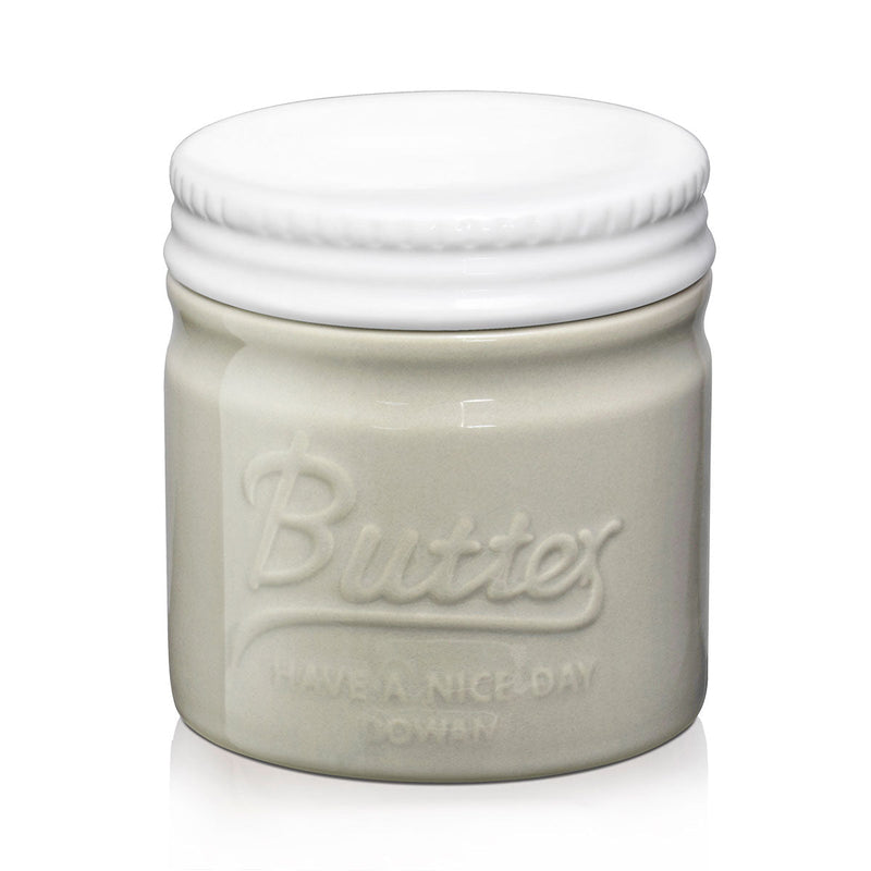 Ceramic French Butter  Keeper Crock with Lid - Grey.