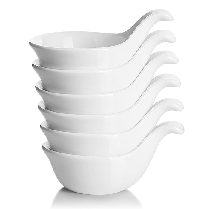 Ceramic Soy Sauce Dip Bowl Set of 6  - 3 Oz White.