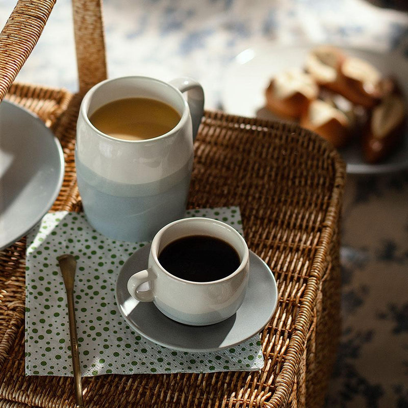Ceramic Stackable Espresso Cups with Saucer Set of 4 - 3 Oz