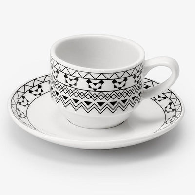 Ceramic Stackable Espresso Cups with Saucer Set of 6 - 3.5 Oz Modern Bohemian.