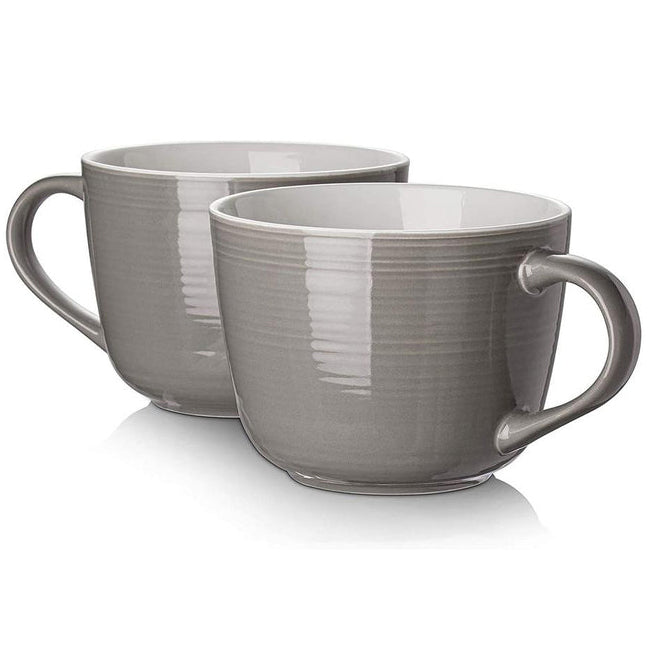 Ceramic Coffee Soup Tea Cappuccino Mugs Set of 2 - 17 Oz.