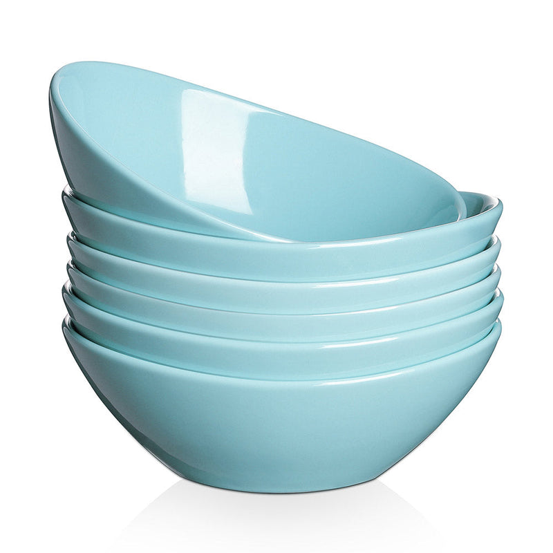 Ceramic Small Serving Salads Pasta Oval Shape Parties Dinner Bowls Set of 4 - 16 Oz Turquoise.