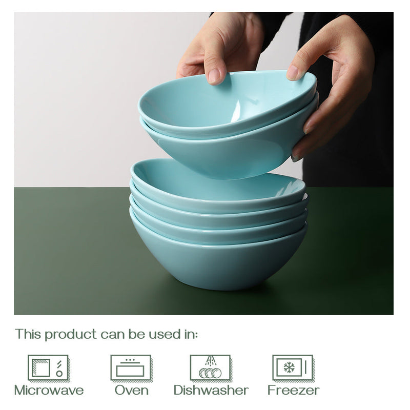 Menlaya Ceramic Small Serving Salads Pasta Oval Shape Parties Set of 4 - 16 Oz Turquoise.