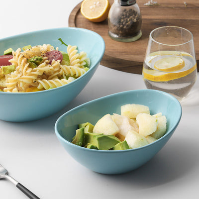 Menlaya Ceramic Small Serving Salads Pasta Oval Shape Parties Set of 4 - 16 Oz Turquoise.