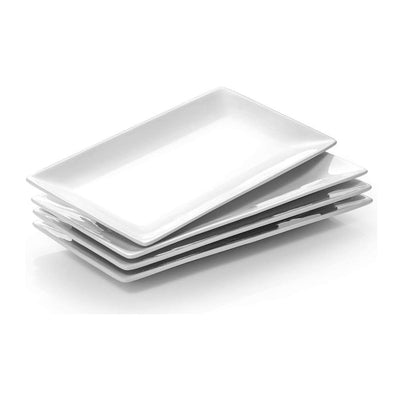 Ceramic Serving Dessert Plates for Set of 4 - 9.7 Inches White.