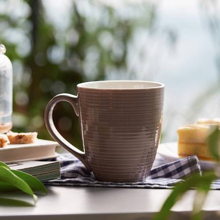 Large Ceramic Coffee Mug Set of 6 - 17 Oz Brown.