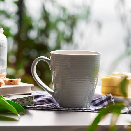 Ceramic Coffee Tea Mugs Set of 6 - 17 Oz Grey.