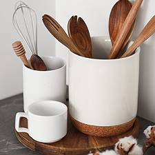 Ceramic Large Kitchen Utensil Holder - 7.2 Inches.