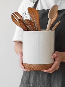 Ceramic Large Kitchen Utensil Holder - 7.2 Inches.