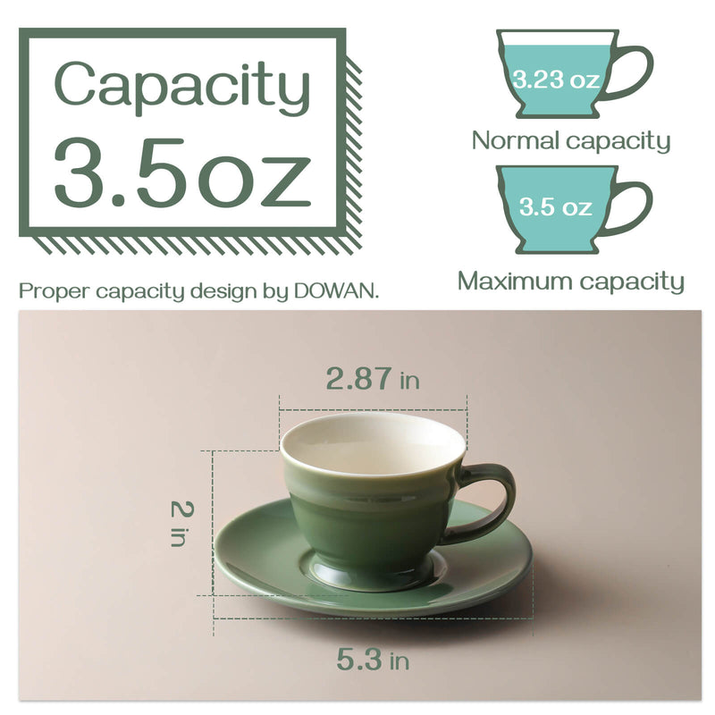 Ceramic Espresso Cup Set of 6 - 3.5 Oz New Day Collection.