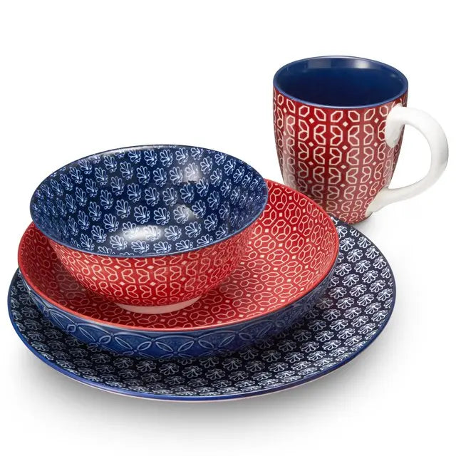 Deep Blue Red 4 Pieces Gift Sets 19OZ Coffee Mug