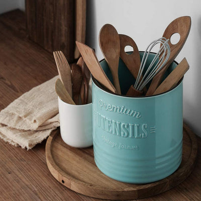 Kitchen Ceramic Utensil Holder Crock - 7.2 Inches.