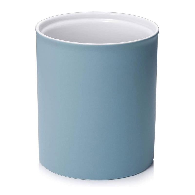 Large Kitchen Ceramic Utensil Holder Crock - 7.2 Inches Airy Blue.