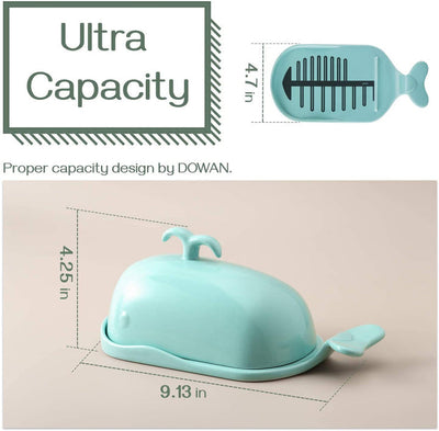 Ceramic Whale Butter Dish With Cutting Measuring Line.