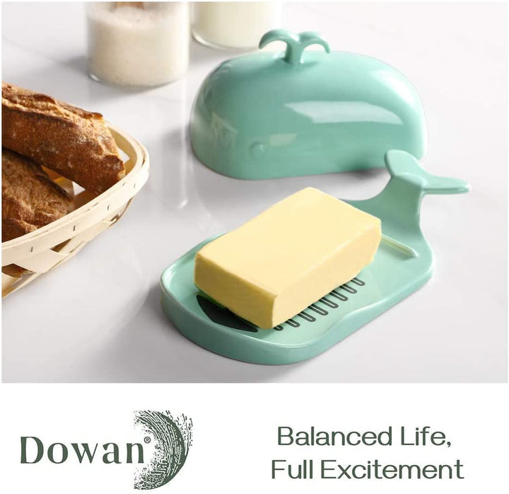 Ceramic Whale Butter Dish With Cutting Measuring Line.