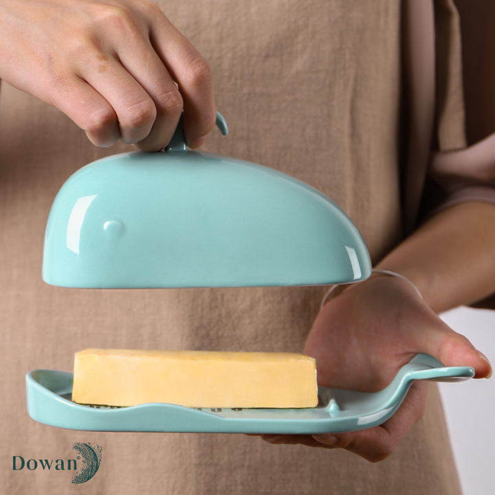 Ceramic Whale Butter Dish With Cutting Measuring Line.