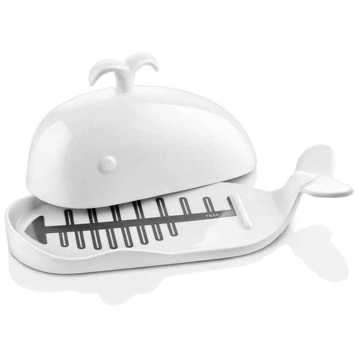 Ceramic Whale Butter Dish With Cutting Measuring Line.