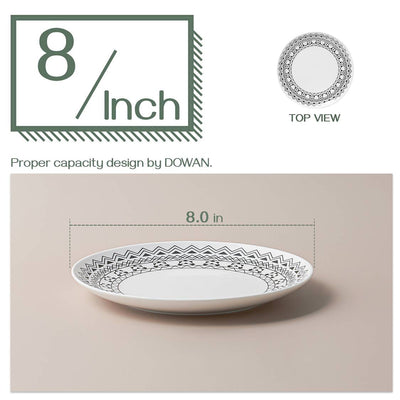 Ceramic Dinner Plates Set of 6 - 8 Inches Modern Bohemian.