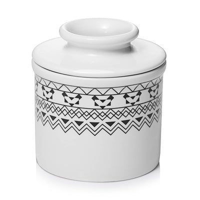 Ceramic Butter  Crock - White Modern Bohemian.