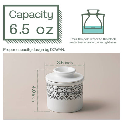 Ceramic Butter  Crock - White Modern Bohemian.