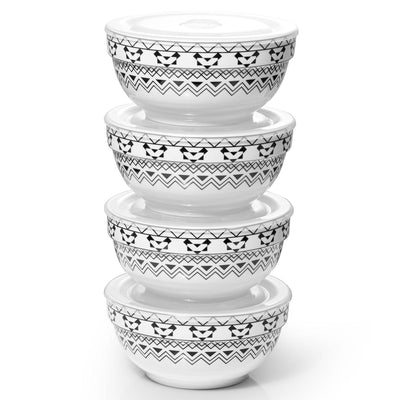 Ceramic Mixing Bowls with Lid Set of 4 - 22 Oz Modern Bohemian.