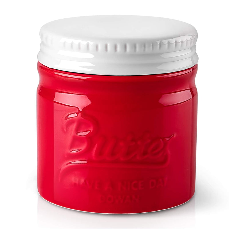 Ceramic French Butter  Keeper Crock with Lid - Red.